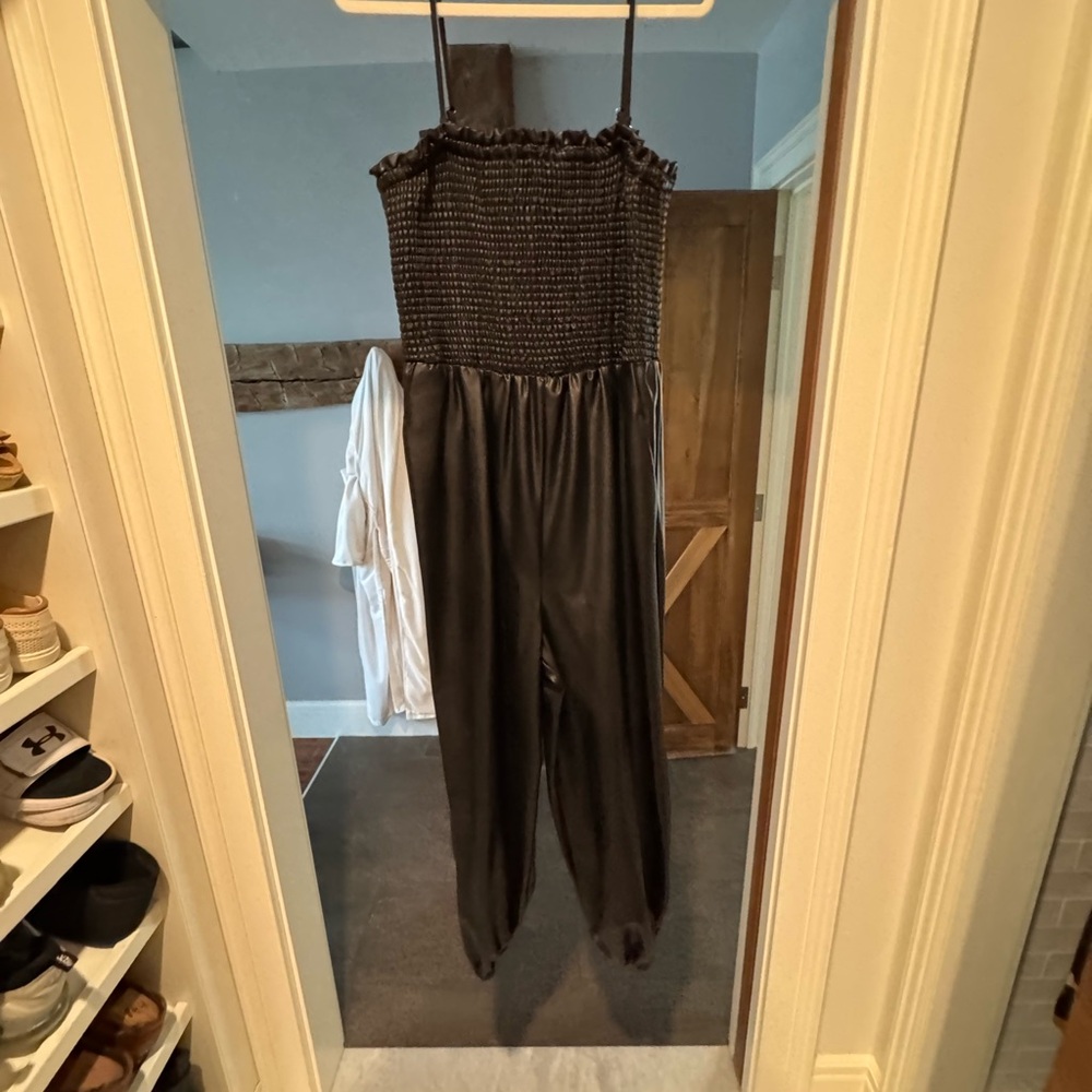 Anthropologie Black Strapless Jumpsuit
